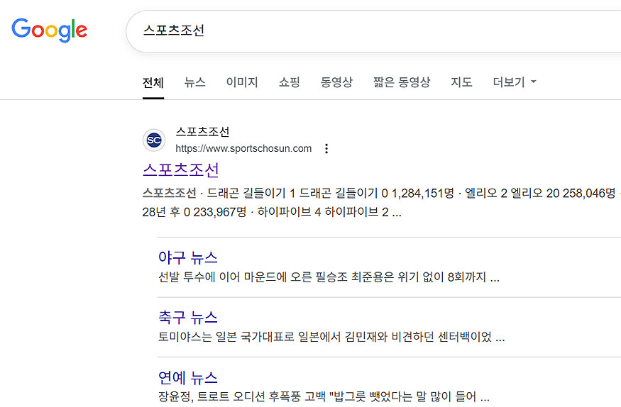 구글에-스포츠조선-검색-결과