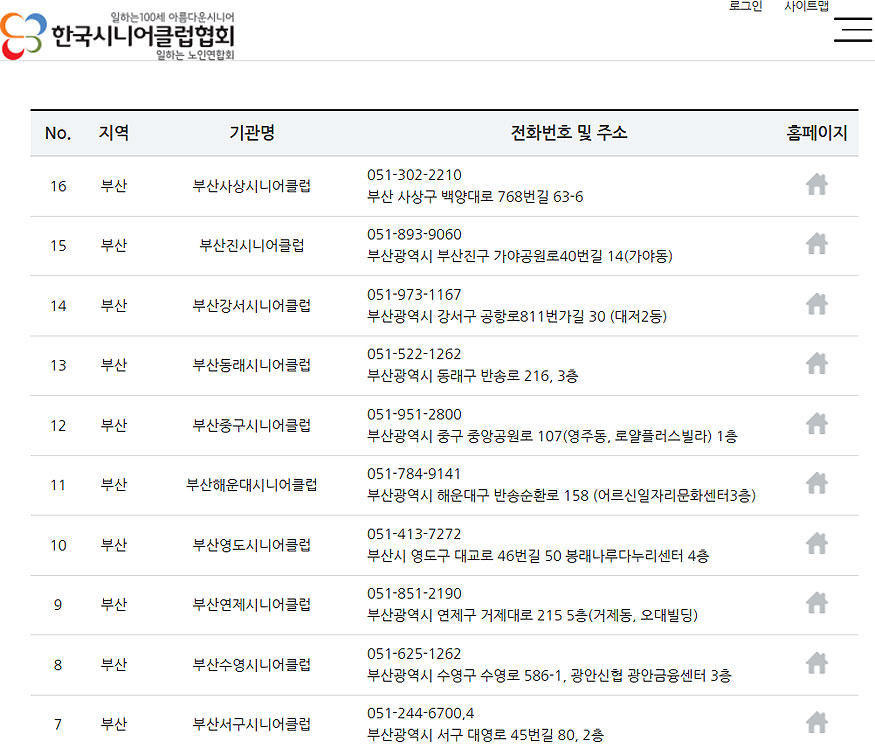한국시니어클럽협회-홈페이지
