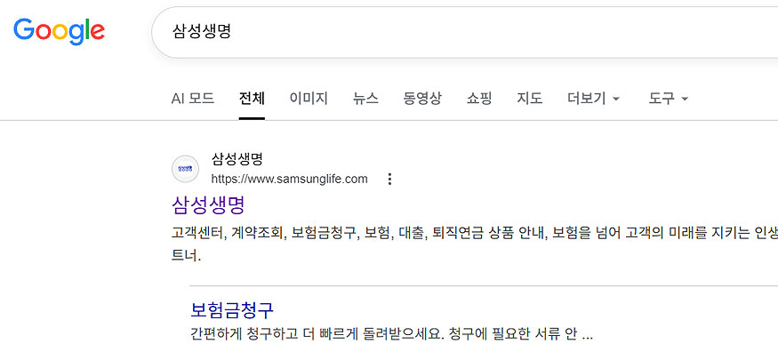 구글-삼성생명-검색-결과